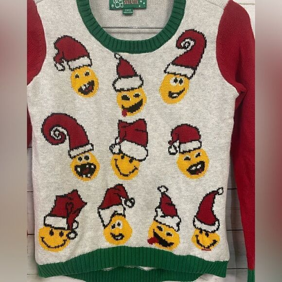 Ugly Christmas BOYS Santa Emojis Sweater Size XS - Picture 3 of 4